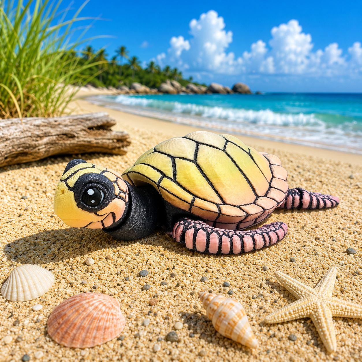 Prospect 3D - Baby Sea Turtle Articulated Figure - 3D Printed - Sea Turtle Shores Collection - 5x4.75x1.5 Dimensions