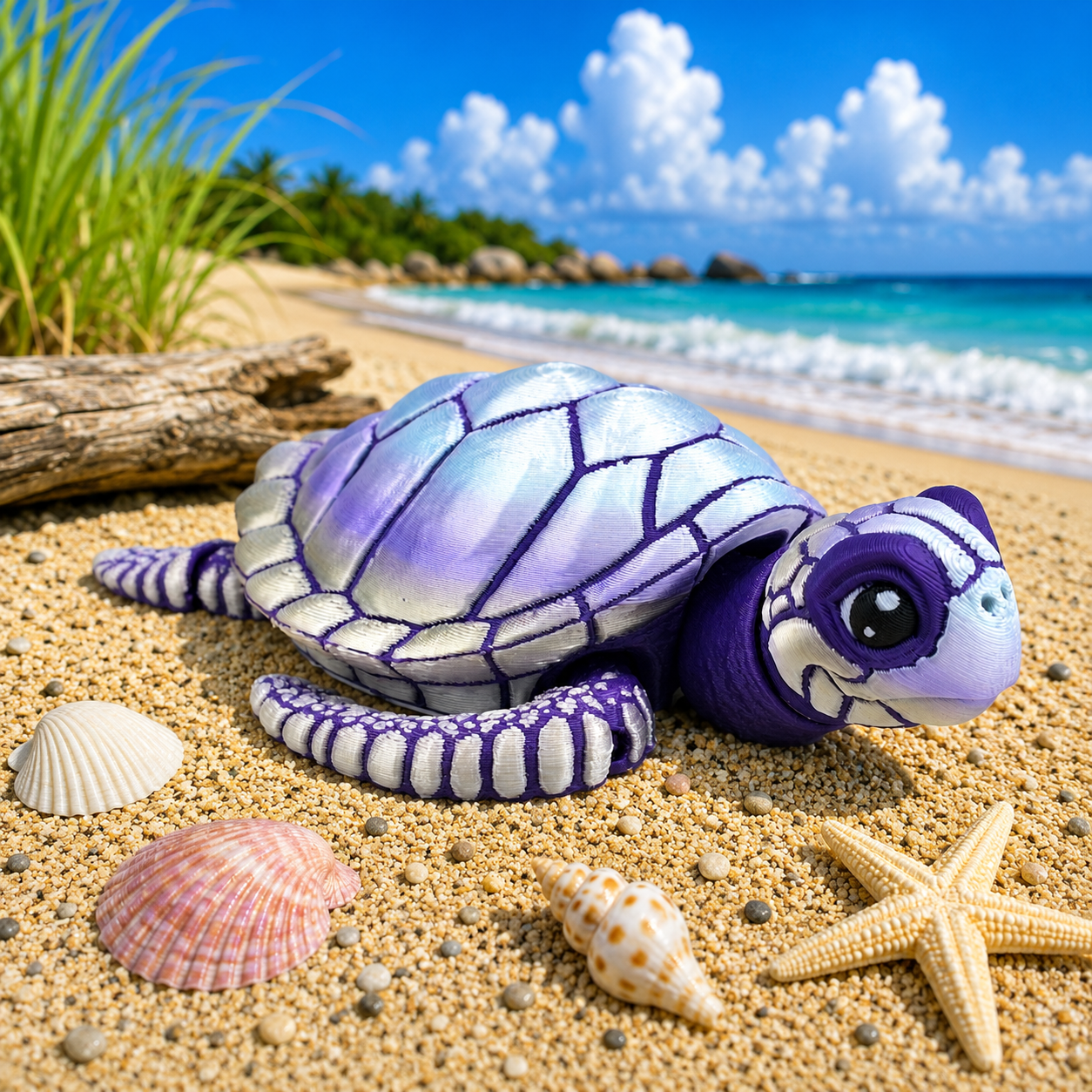 Prospect 3D - Baby Sea Turtle Articulated Figure - 3D Printed - Sea Turtle Shores Collection - 5x4.75x1.5 Dimensions