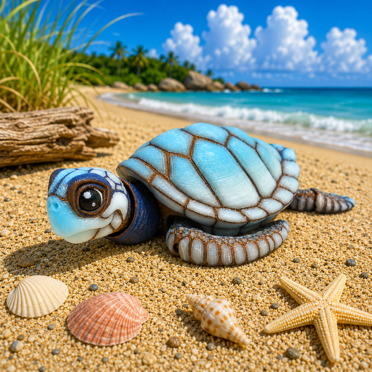Prospect 3D - Baby Sea Turtle Articulated Figure - 3D Printed - Sea Turtle Shores Collection - 5x4.75x1.5 Dimensions