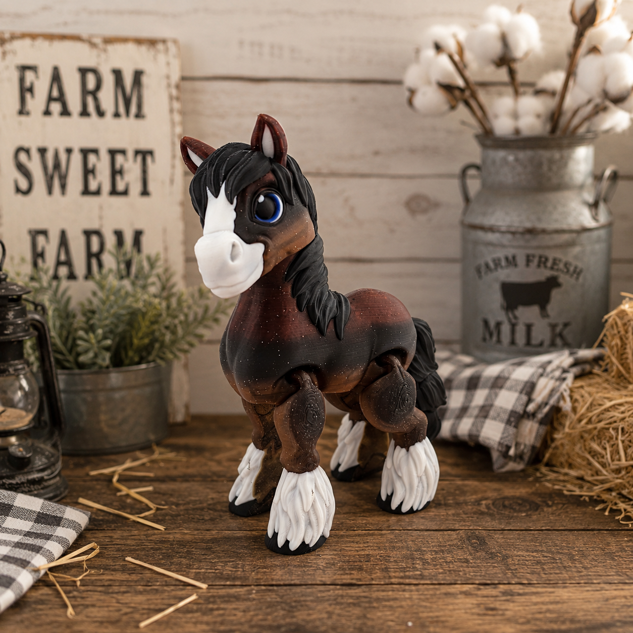 Prospect 3D - 3D Printed Large Clydesdale Horse – Detailed Decor Figurine, 6 ¾” Tall