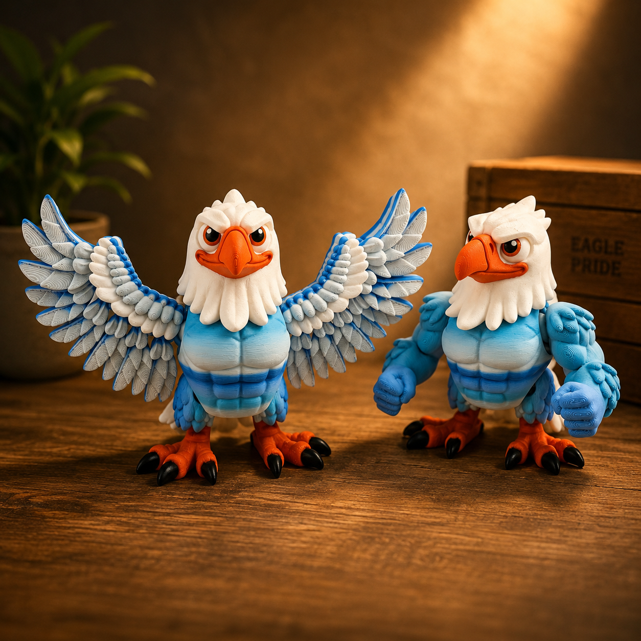 Prospect 3D - American Muscle Eagle – 3D Printed Figure with Swappable Wings and Muscle Arms - Soaring Skies Collection