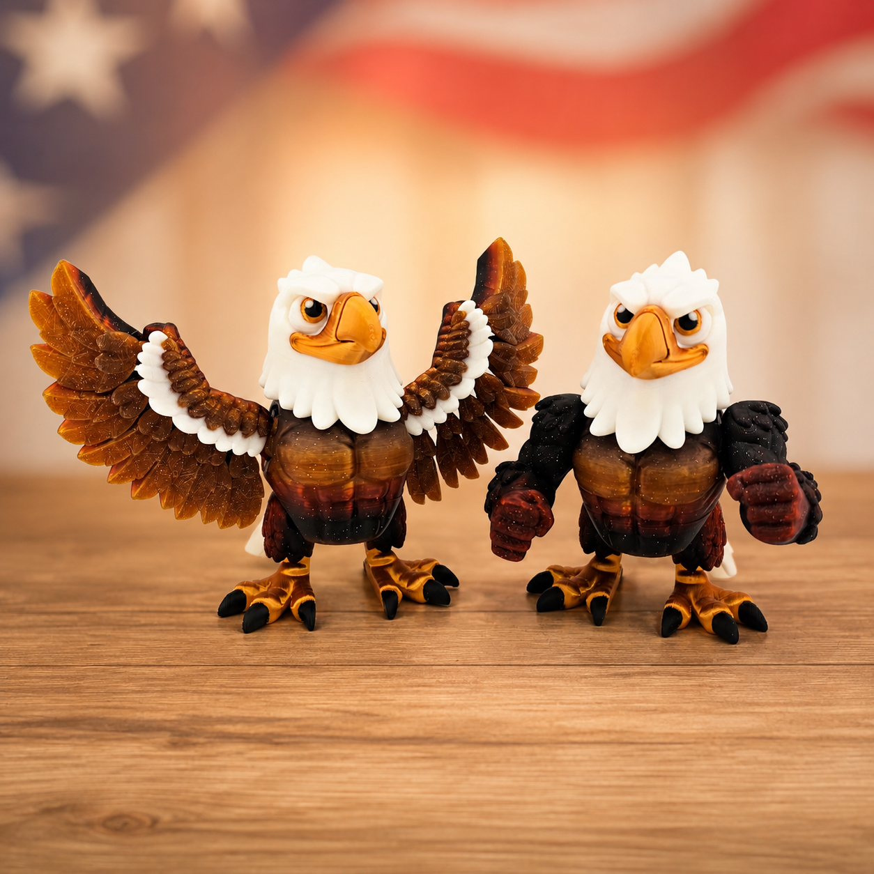 Prospect 3D - American Muscle Eagle – 3D Printed Figure with Swappable Wings and Muscle Arms - Soaring Skies Collection