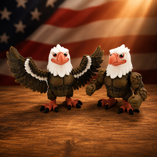 Prospect 3D - American Muscle Eagle – 3D Printed Figure with Swappable Wings and Muscle Arms - Soaring Skies Collection