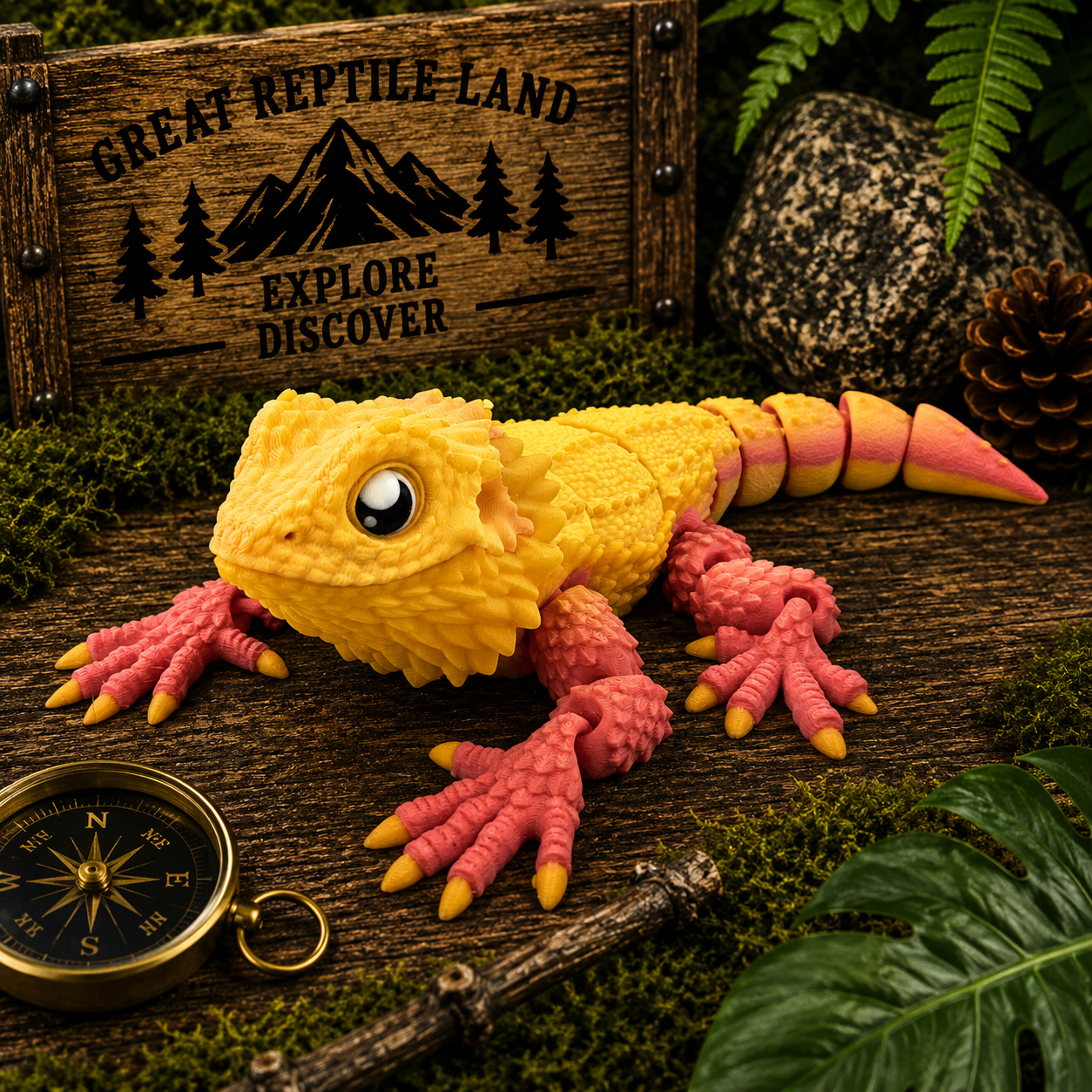 Prospect 3D - 3D Printed Bearded Dragon – Realistic 8" x 11" Articulated Model