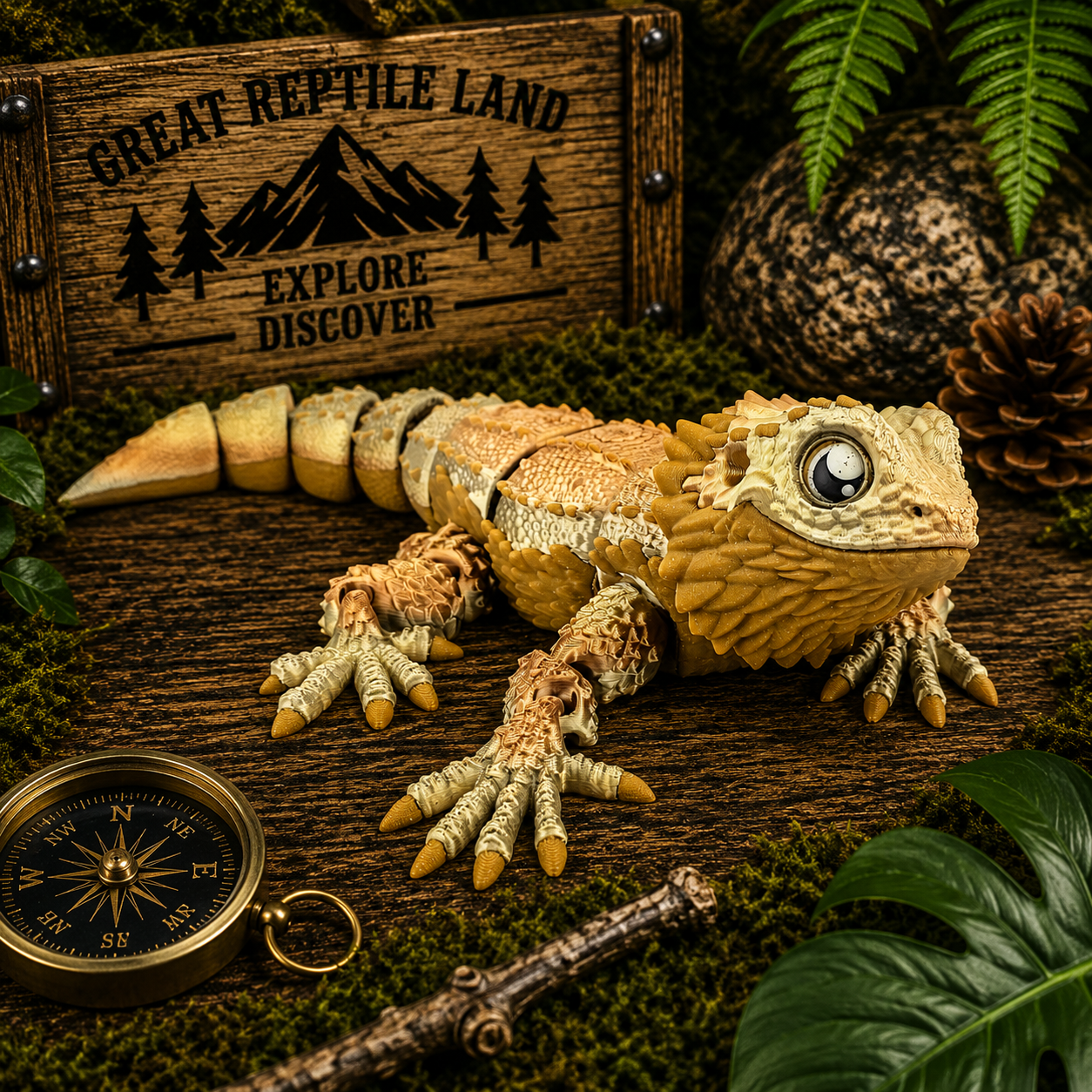Prospect 3D - 3D Printed Bearded Dragon – Realistic 8" x 11" Articulated Model