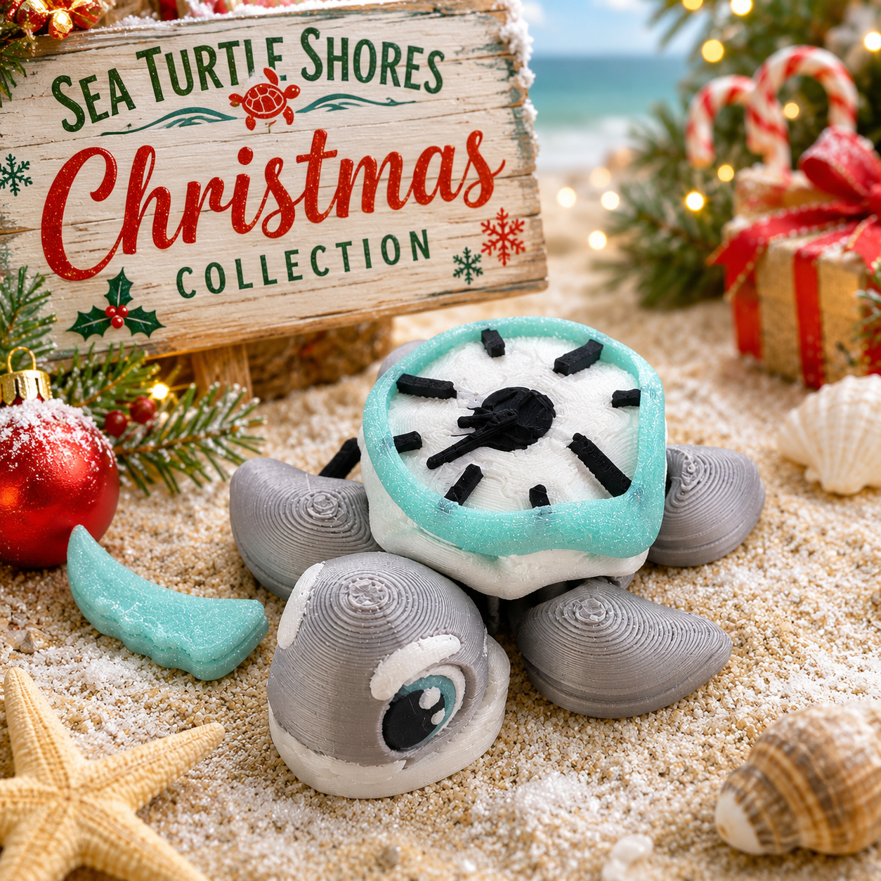 Prospect 3D - Sea Turtle Island - 3D Printed Miniature Christmas Theme Sea Turtles