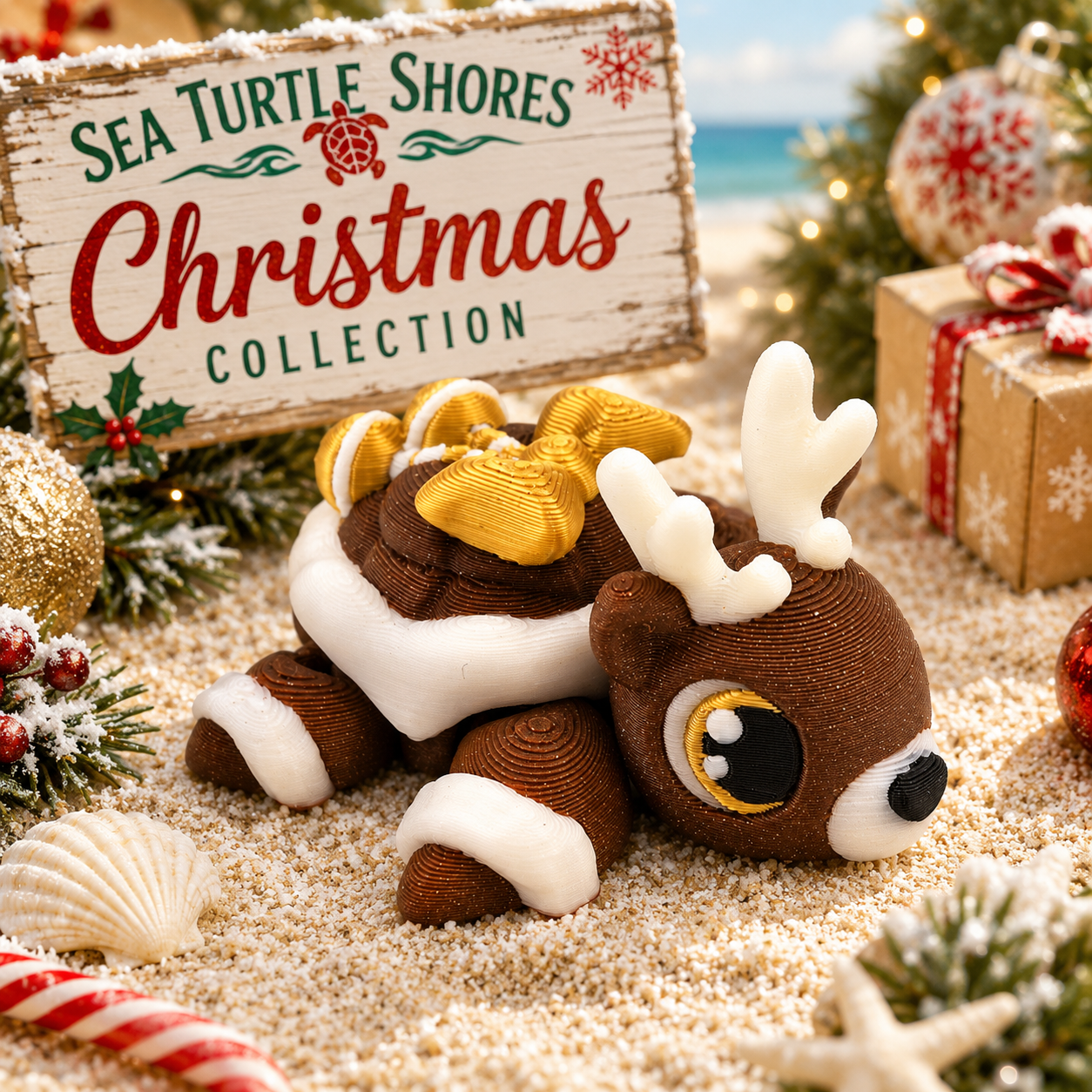 Prospect 3D - Sea Turtle Island - 3D Printed Miniature Christmas Theme Sea Turtles