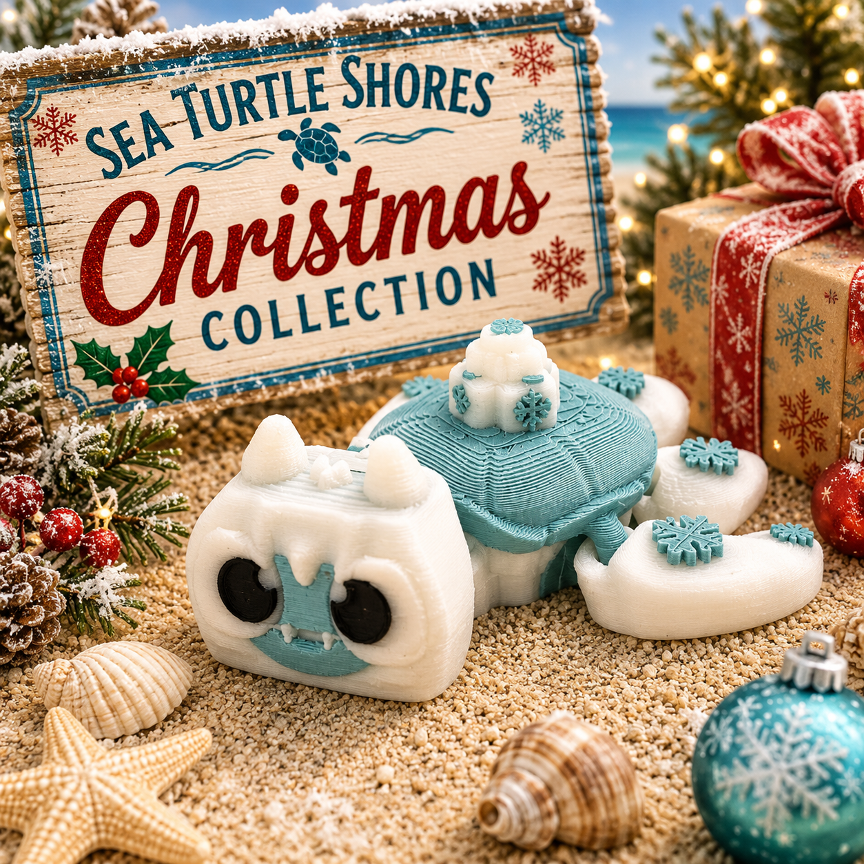 Prospect 3D - Sea Turtle Island - 3D Printed Miniature Christmas Theme Sea Turtles