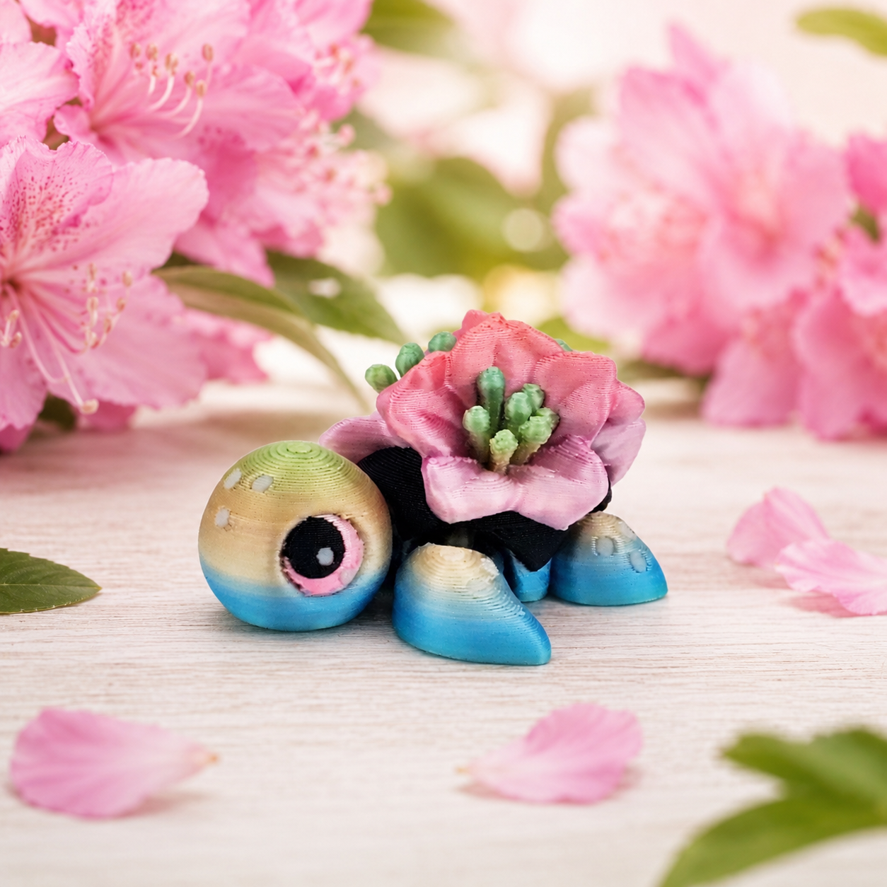 Prospect 3D - Flower Theme Mini Sea Turtle – 3D Printed Figurine (2") - Sea Turtle Island