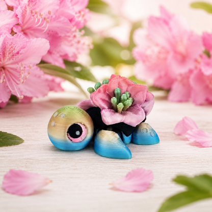 Prospect 3D - Flower Theme Mini Sea Turtle – 3D Printed Figurine (2") - Sea Turtle Island