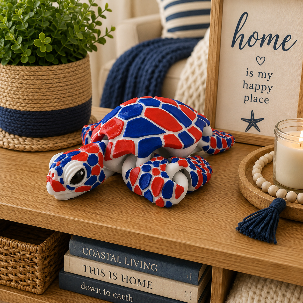 Prospect 3D -3D Printed Jumbo Sea Turtle – Coastal Ocean Decor | 9.5" x 10.5"