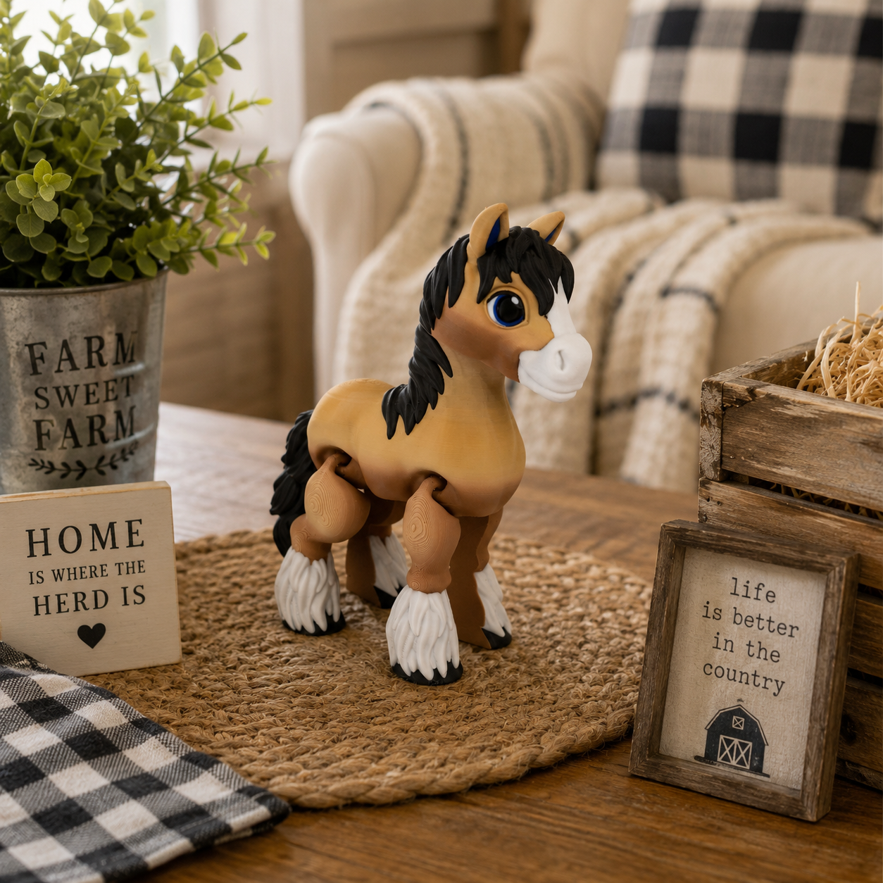 Prospect 3D - 3D Printed Large Clydesdale Horse – Detailed Decor Figurine, 6 ¾” Tall