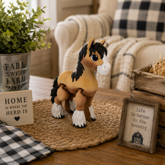 Prospect 3D - 3D Printed Large Clydesdale Horse – Detailed Decor Figurine, 6 ¾” Tall