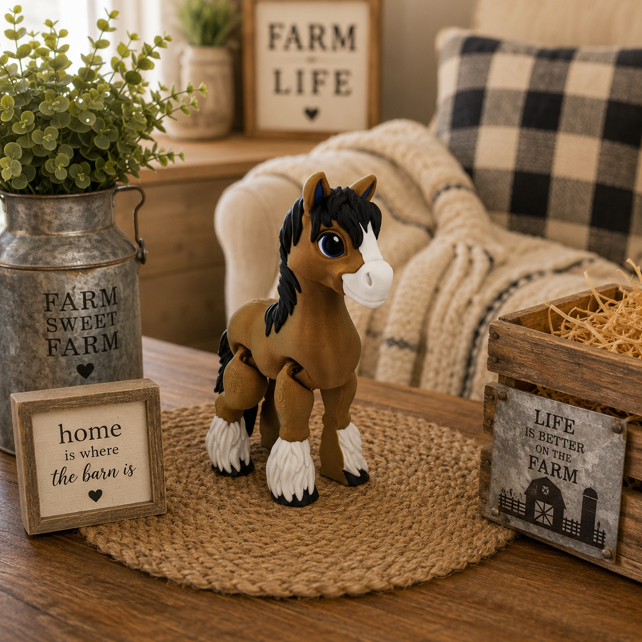 Prospect 3D - 3D Printed Large Clydesdale Horse – Detailed Decor Figurine, 6 ¾” Tall