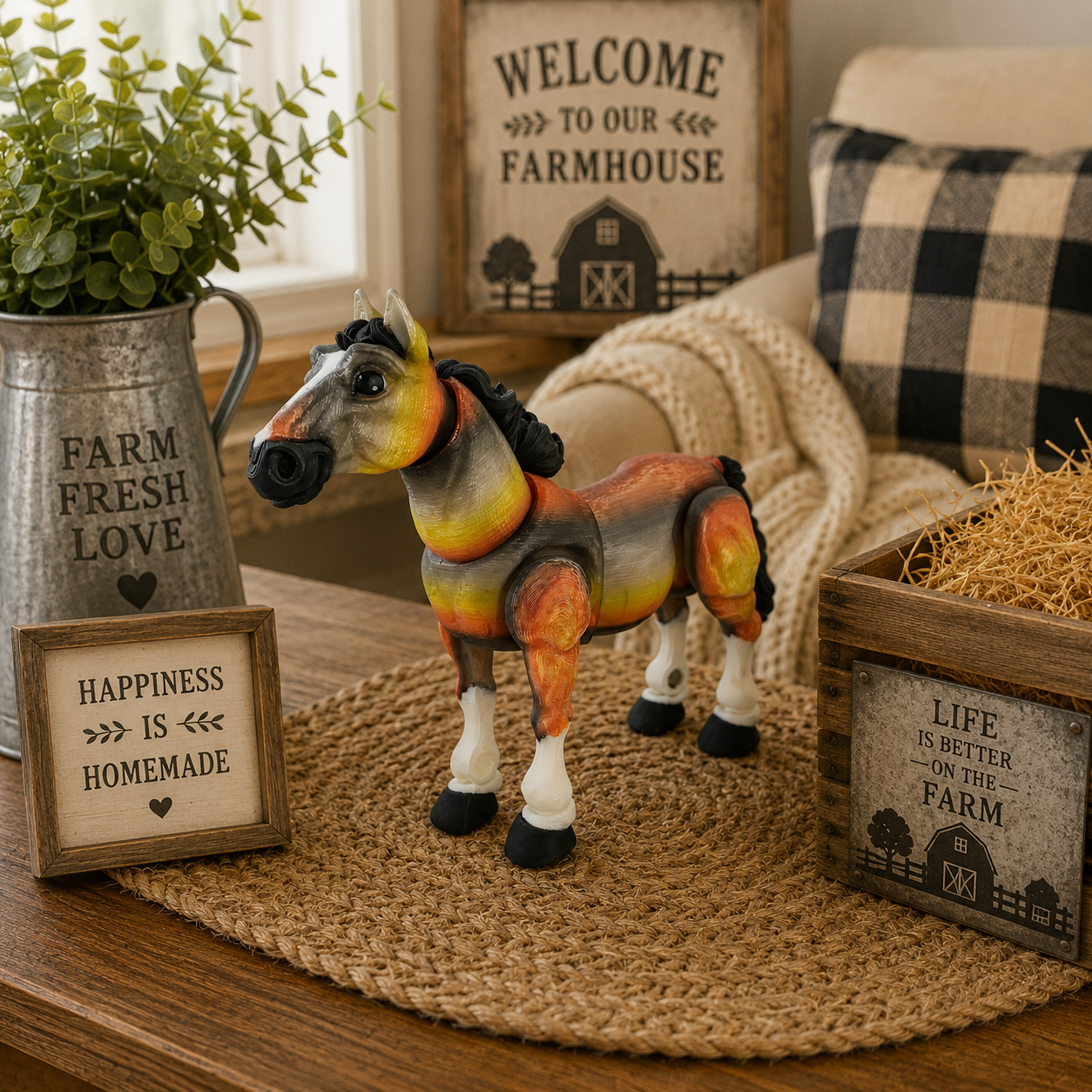 Prospect 3D -  Large Painted 3D Printed Horse – 6" Tall x 7" Long –  Collectible Figurine
