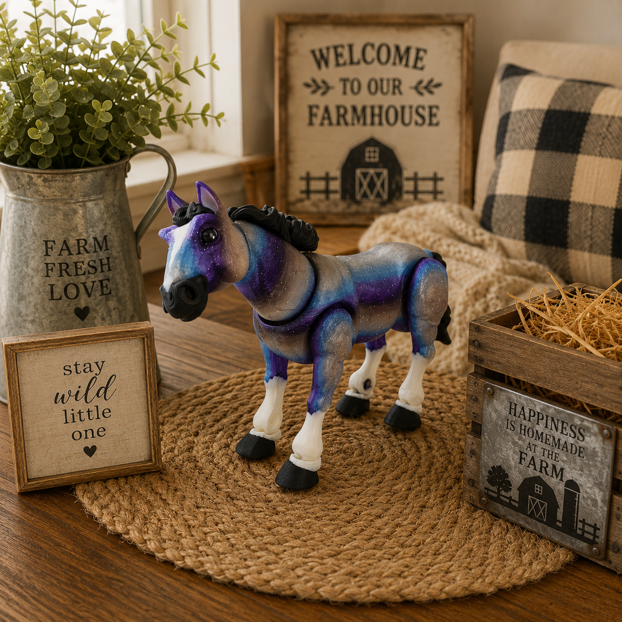 Prospect 3D -  Large Painted 3D Printed Horse – 6" Tall x 7" Long –  Collectible Figurine