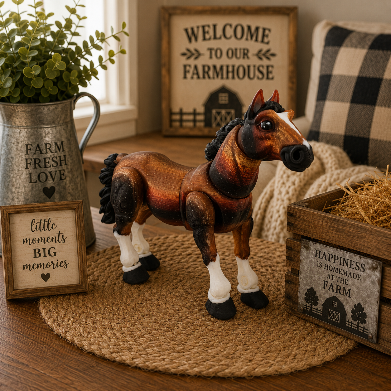 Prospect 3D -  Large Painted 3D Printed Horse – 6" Tall x 7" Long –  Collectible Figurine