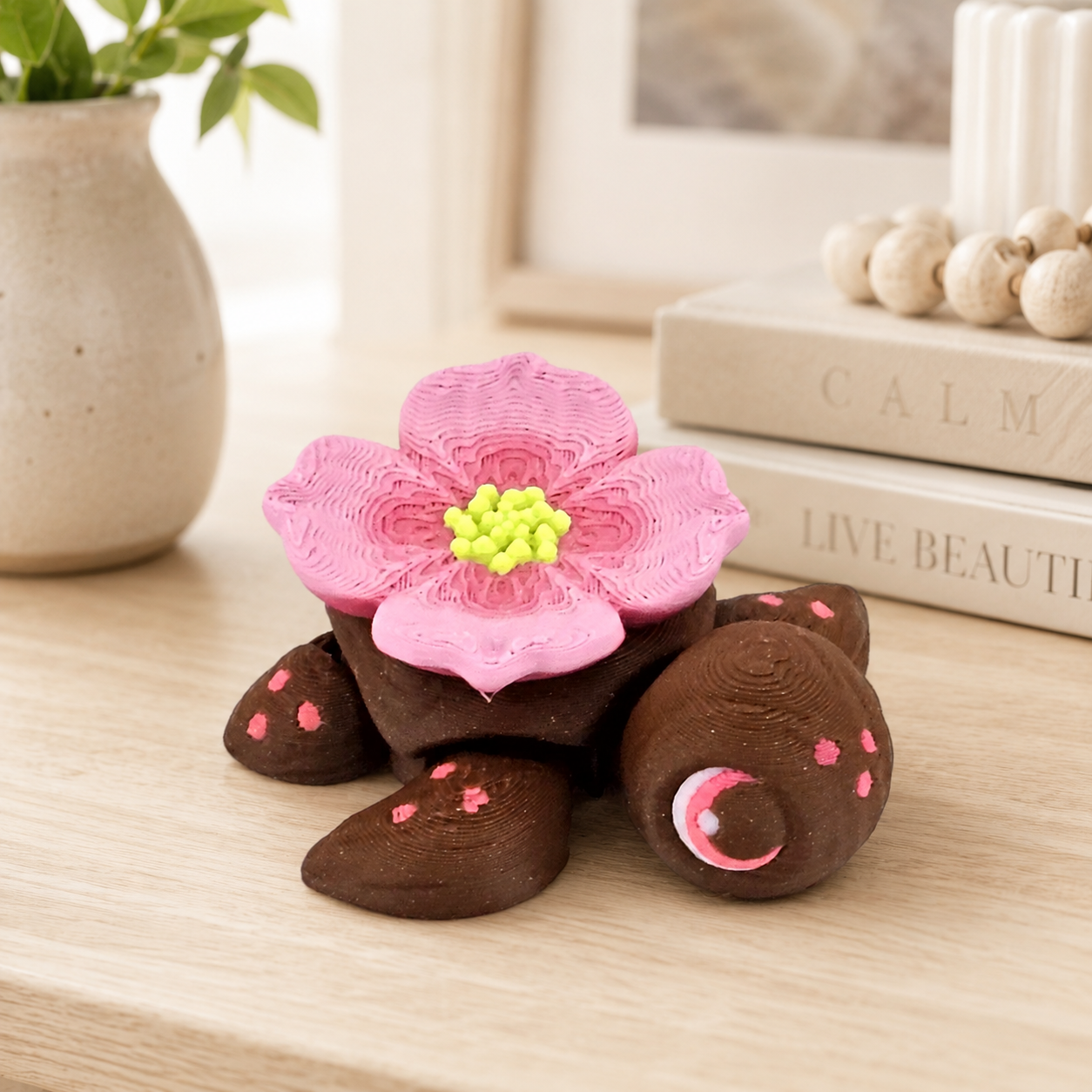 Prospect 3D - Flower Theme Mini Sea Turtle – 3D Printed Figurine (2") - Sea Turtle Island