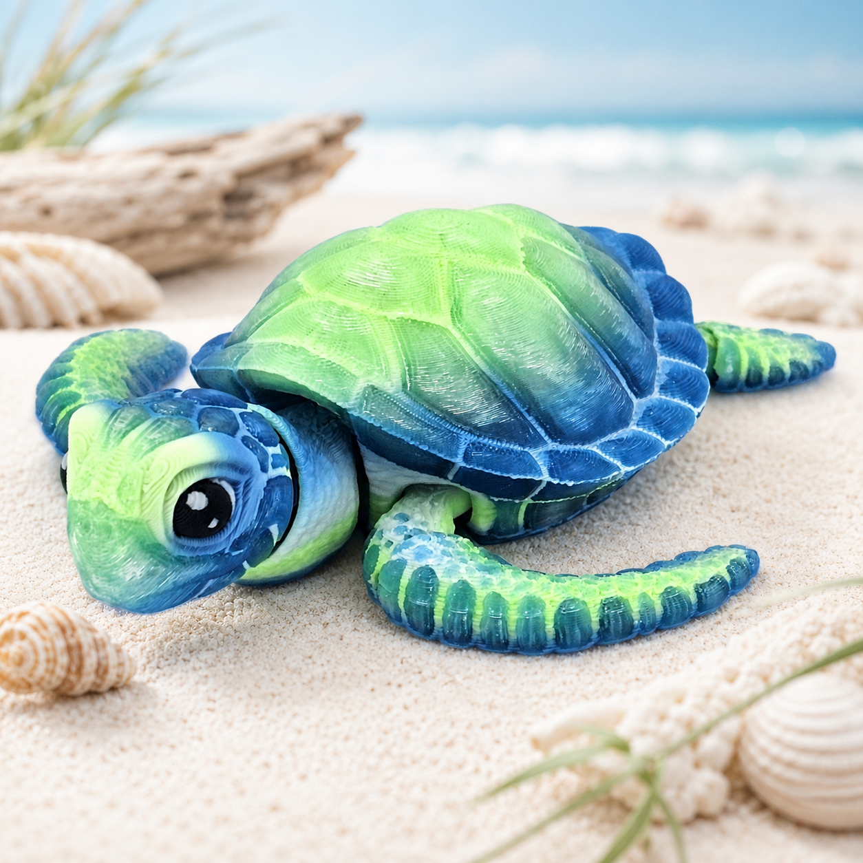 Prospect 3D - Baby Sea Turtle Articulated Figure - 3D Printed - Sea Turtle Shores Collection - 5x4.75x1.5 Dimensions