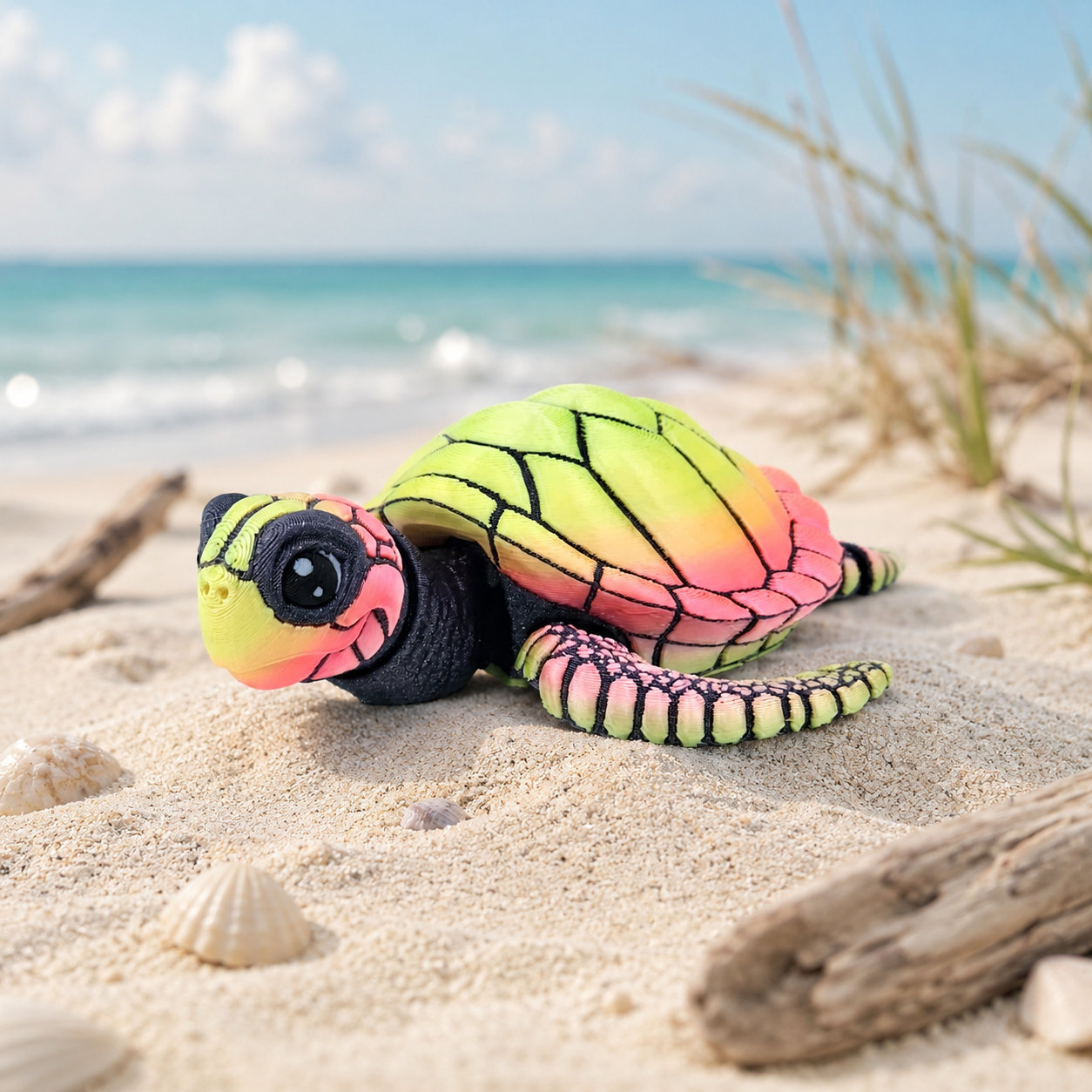 Prospect 3D - Baby Sea Turtle Articulated Figure - 3D Printed - Sea Turtle Shores Collection - 5x4.75x1.5 Dimensions