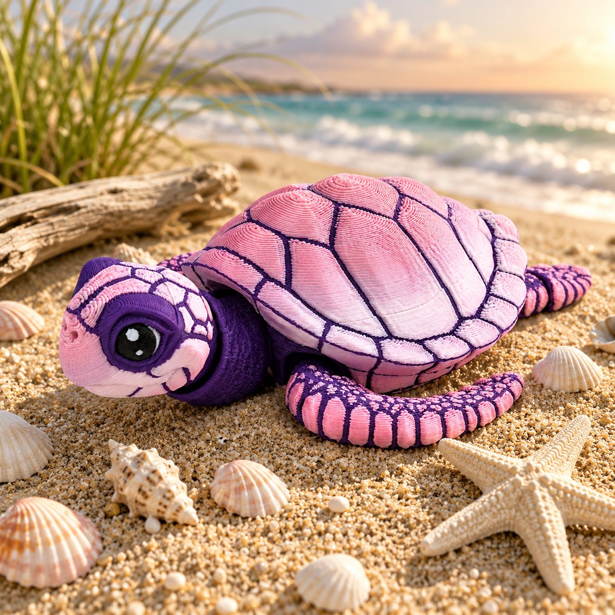 Prospect 3D - Baby Sea Turtle Articulated Figure - 3D Printed - Sea Turtle Shores Collection - 5x4.75x1.5 Dimensions
