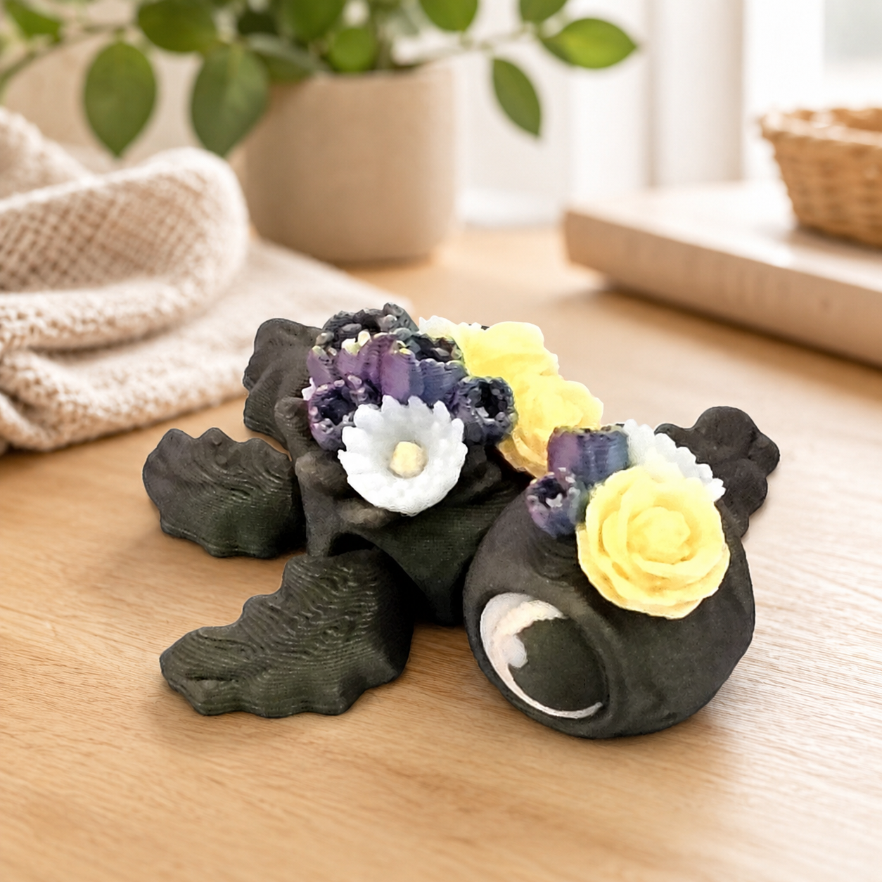 Prospect 3D - Flower Theme Mini Sea Turtle – 3D Printed Figurine (2") - Sea Turtle Island