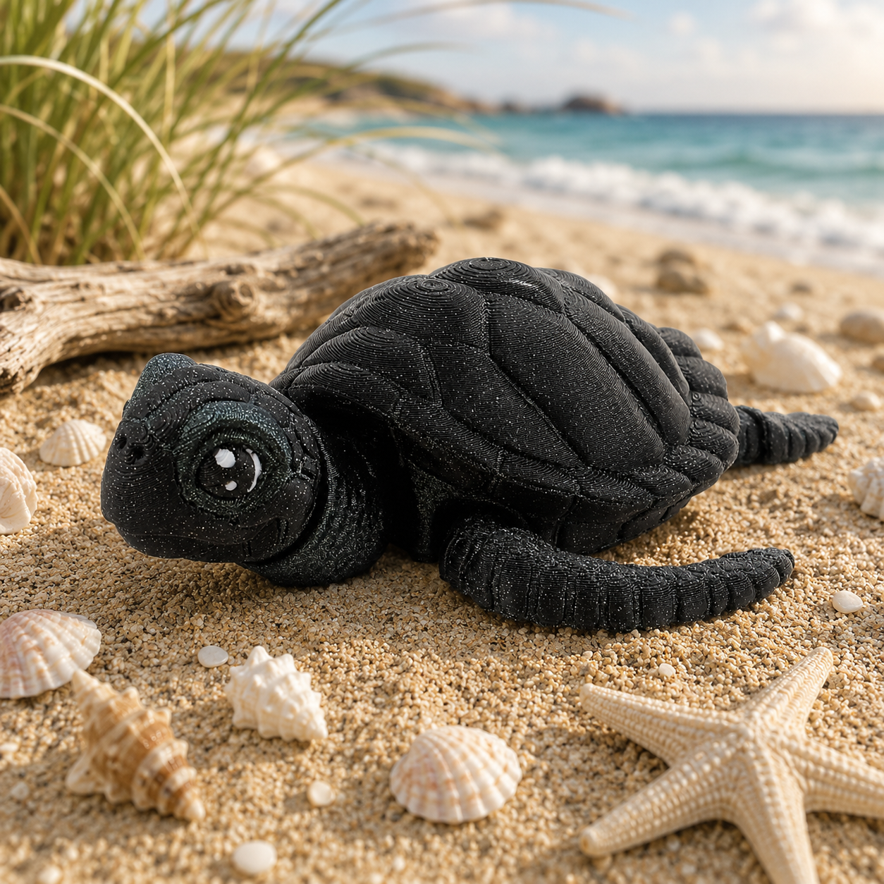 Prospect 3D - Baby Sea Turtle Articulated Figure - 3D Printed - Sea Turtle Shores Collection - 5x4.75x1.5 Dimensions