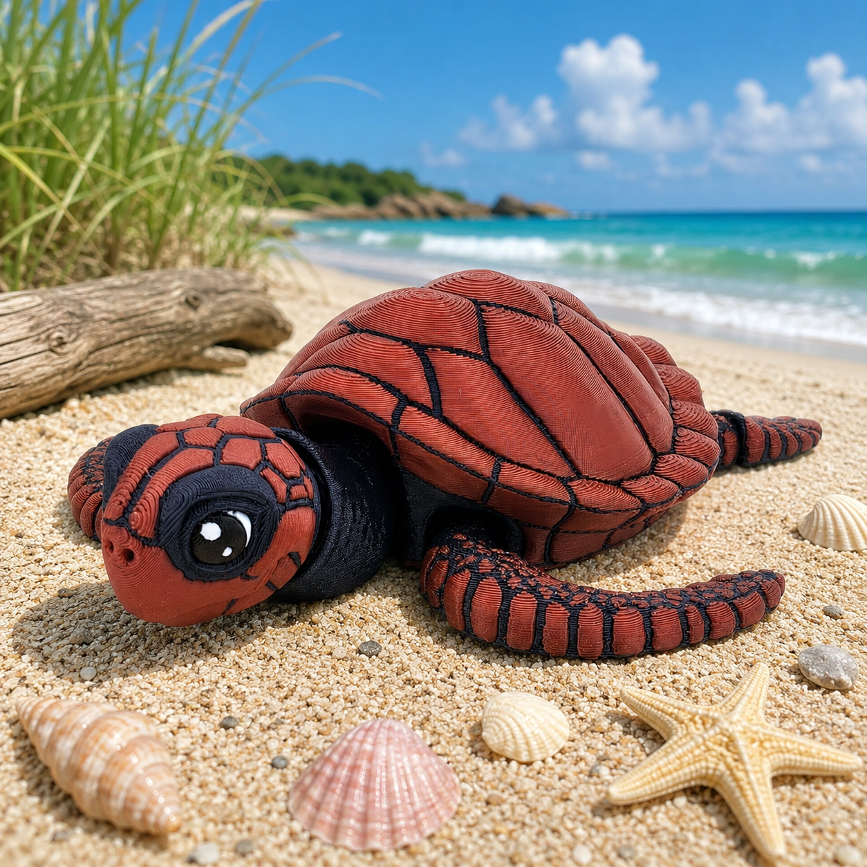 Prospect 3D - Baby Sea Turtle Articulated Figure - 3D Printed - Sea Turtle Shores Collection - 5x4.75x1.5 Dimensions