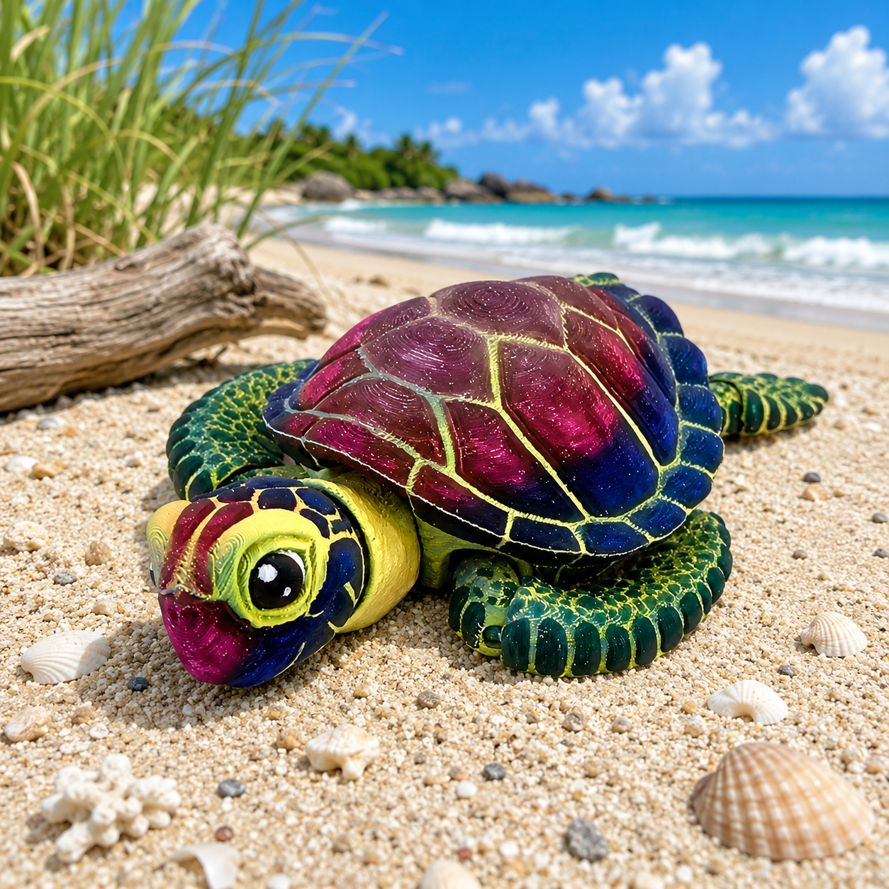 Prospect 3D - Baby Sea Turtle Articulated Figure - 3D Printed - Sea Turtle Shores Collection - 5x4.75x1.5 Dimensions