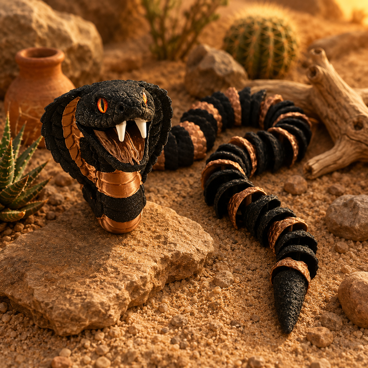 Prospect 3D - 3D Printed Realistic Snakes – 24"–30" Poseable Reptile Models (King Cobra, Copperhead, Horned Viper, Gaboon Viper &amp; More)