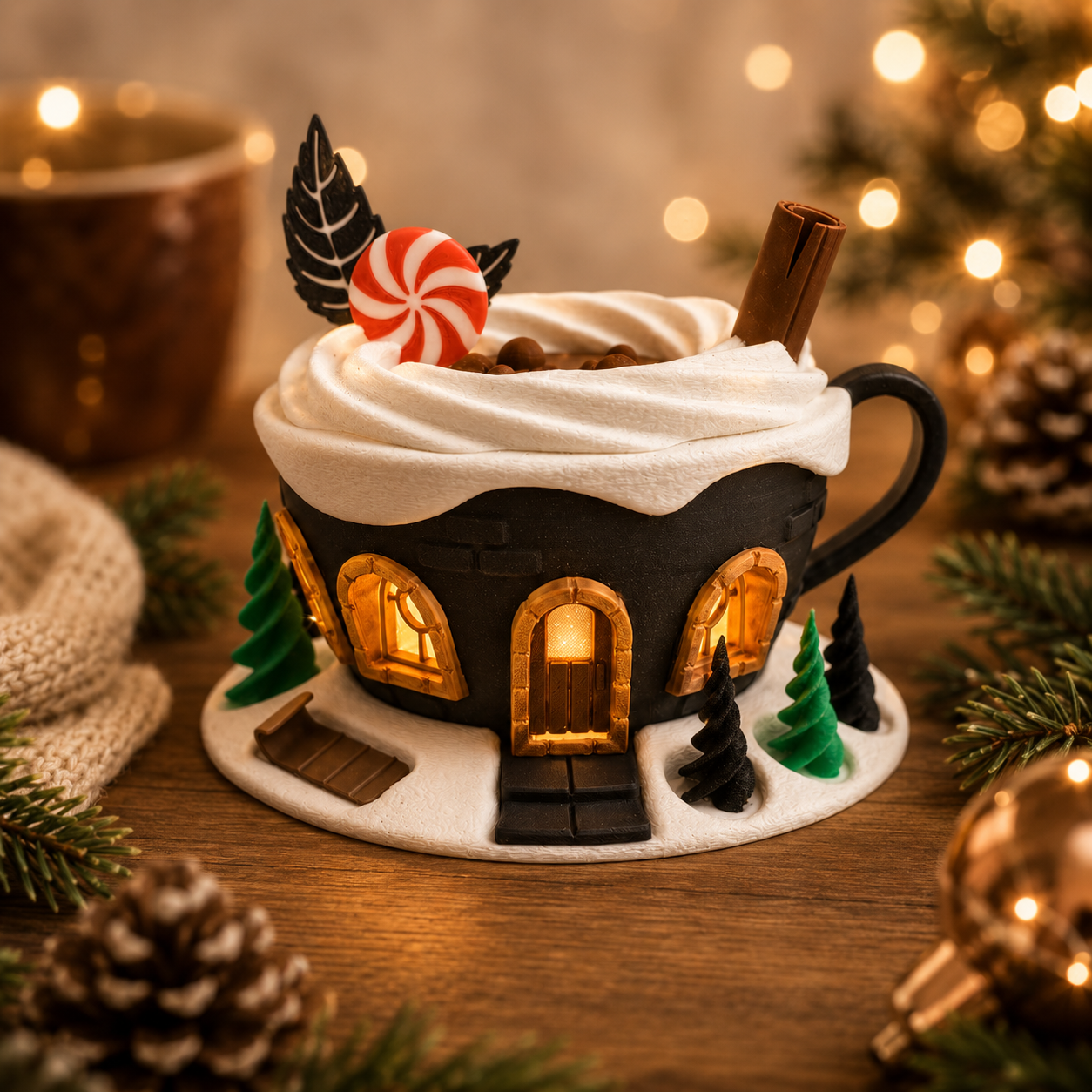 Prospect 3D - Fairy House Corner - Christmas - 3D Printed Tea Light Fairy Houses – Seasonal Miniature Home Décor (3–5")