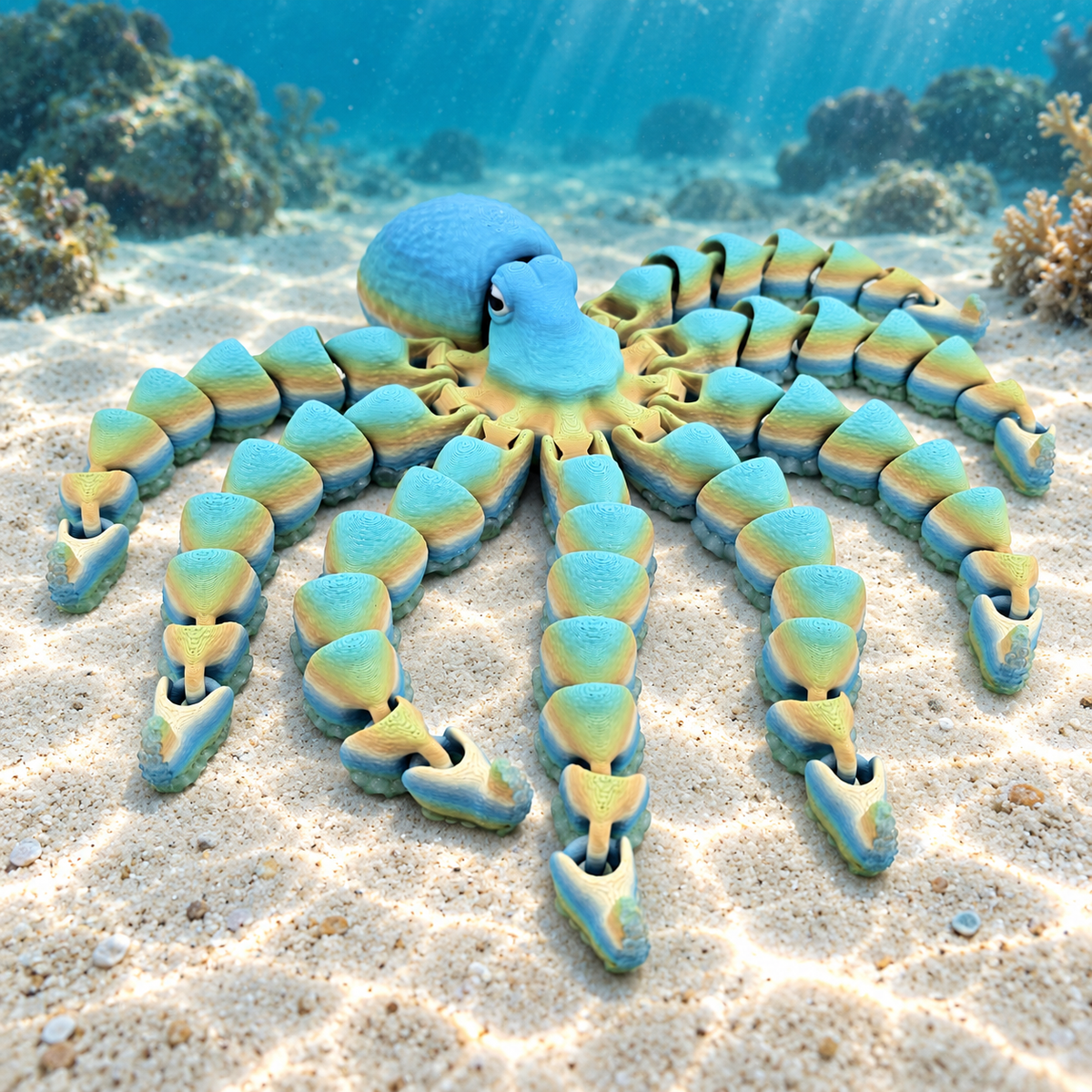 Prospect 3D -  Large 3D Printed Octopus Articulated Decor – Sea Turtle Shores Collection - 11 inches long