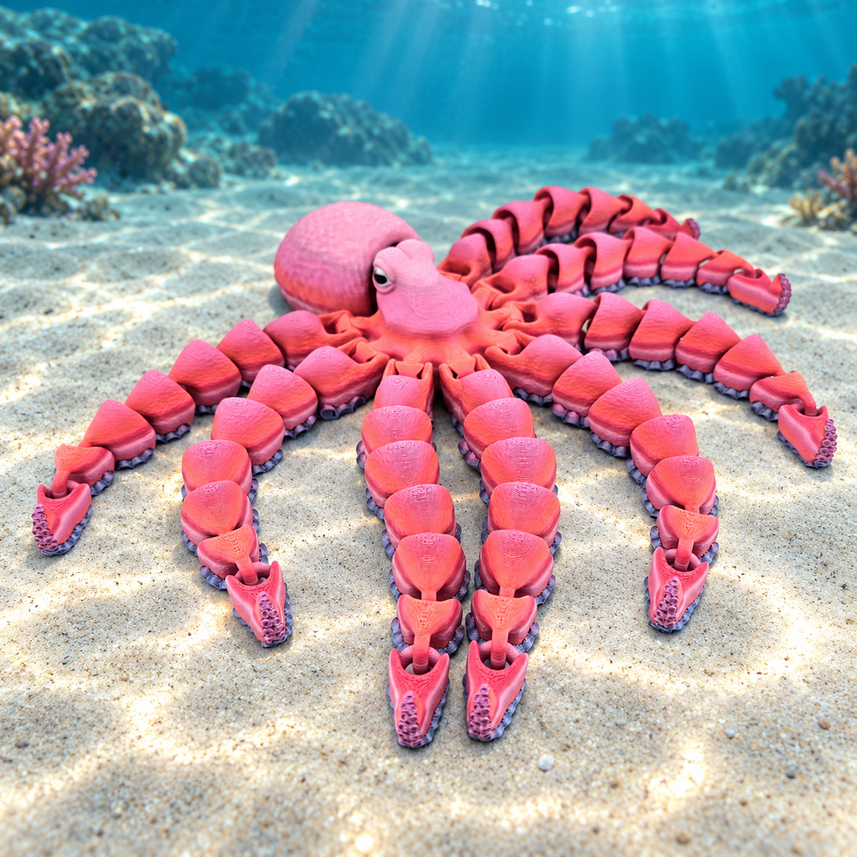 Prospect 3D -  Large 3D Printed Octopus Articulated Decor – Sea Turtle Shores Collection - 11 inches long